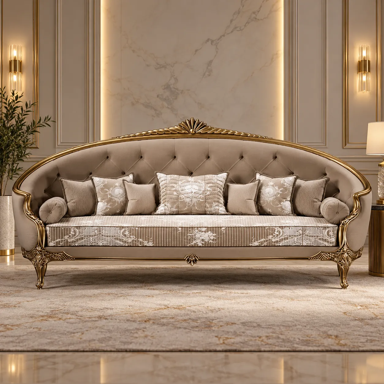 Gilded Venetian Scrollwork Sofa Set