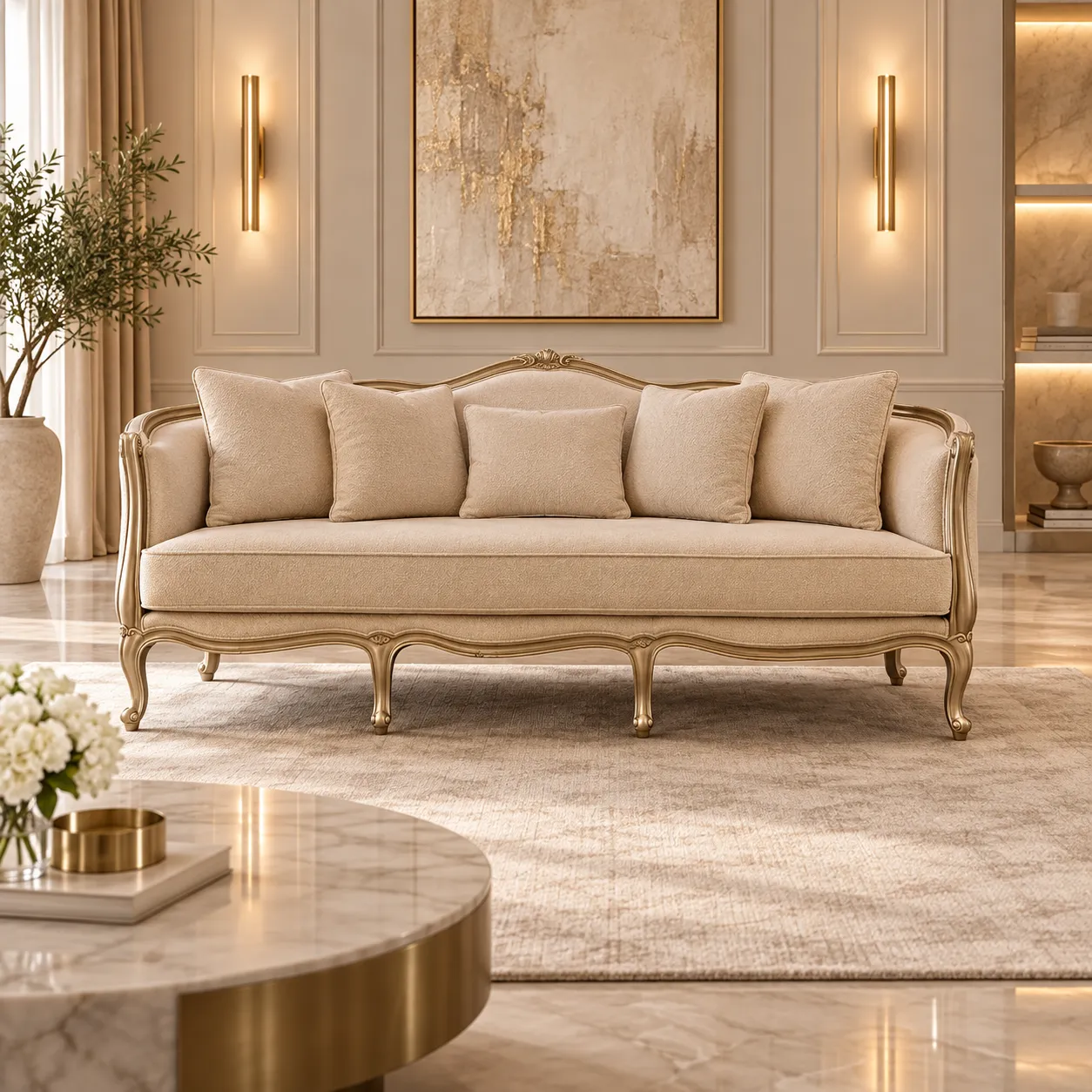 Gold Leaf Chesterfield Sofa Set