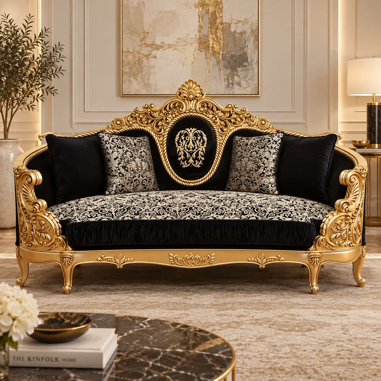 Gilded Velvet Sofa Set