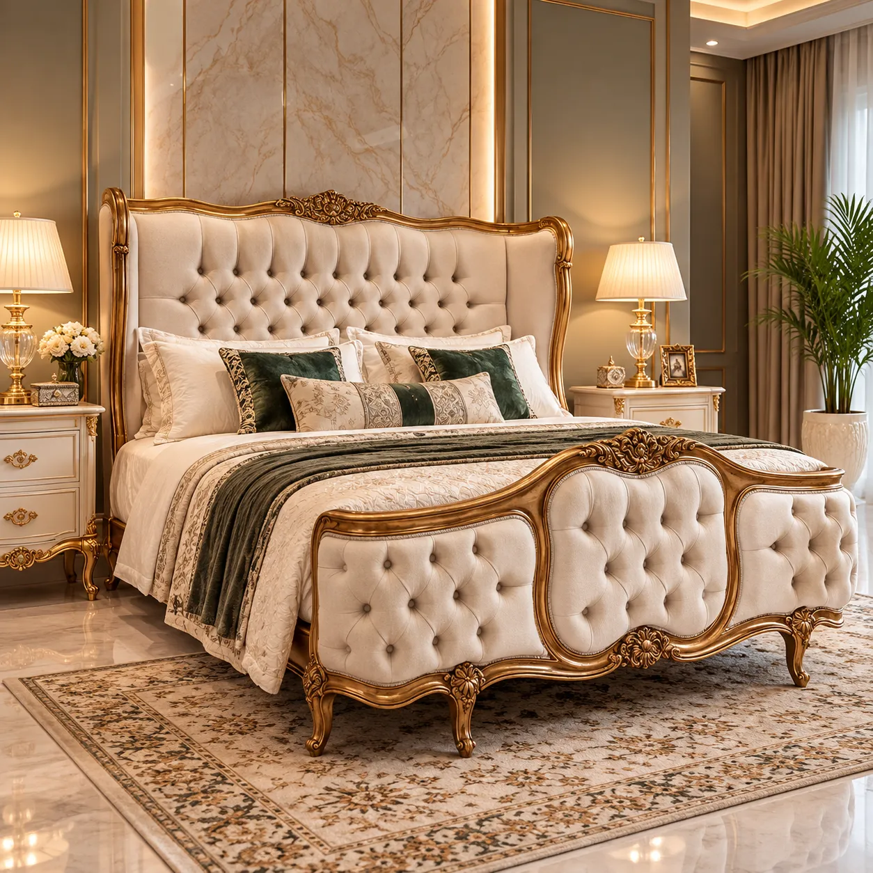 Linen Upholstered Bed Room Set