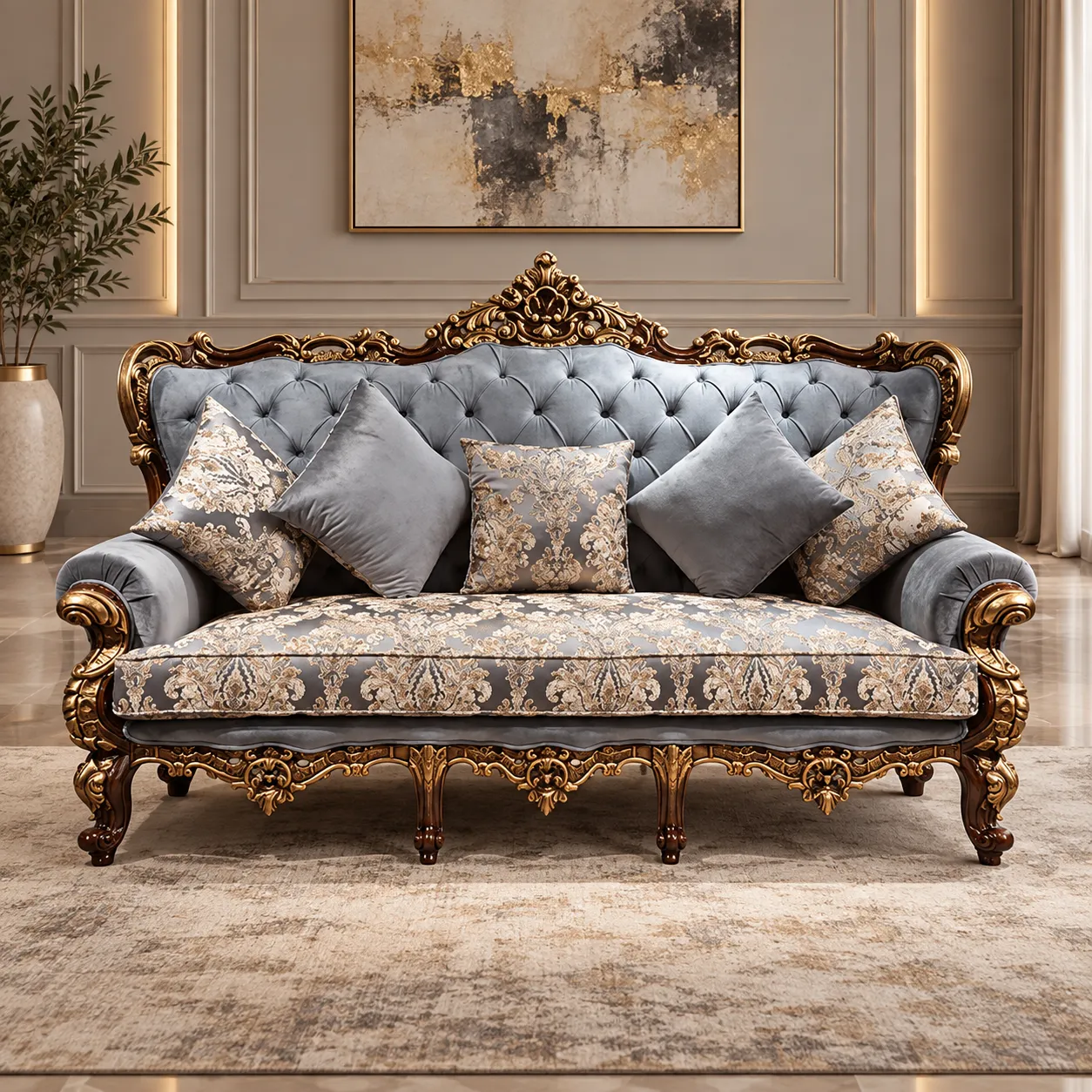 The Celestial Blue Velvet Sofa