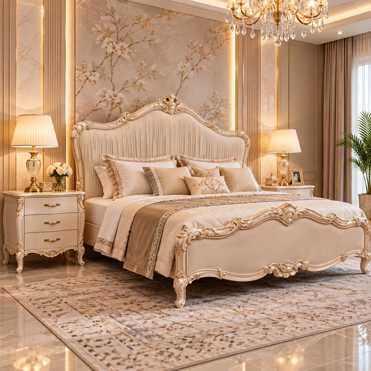 Fluted Headboard Bed Set