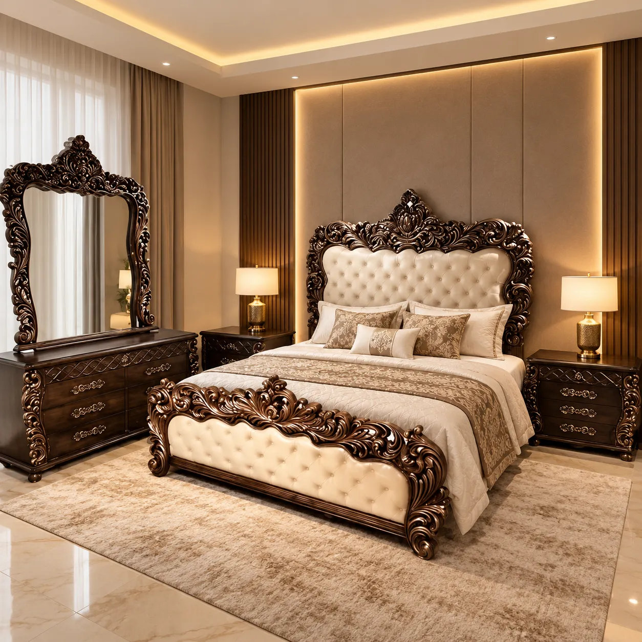 Mahogany Carved Heritage Set