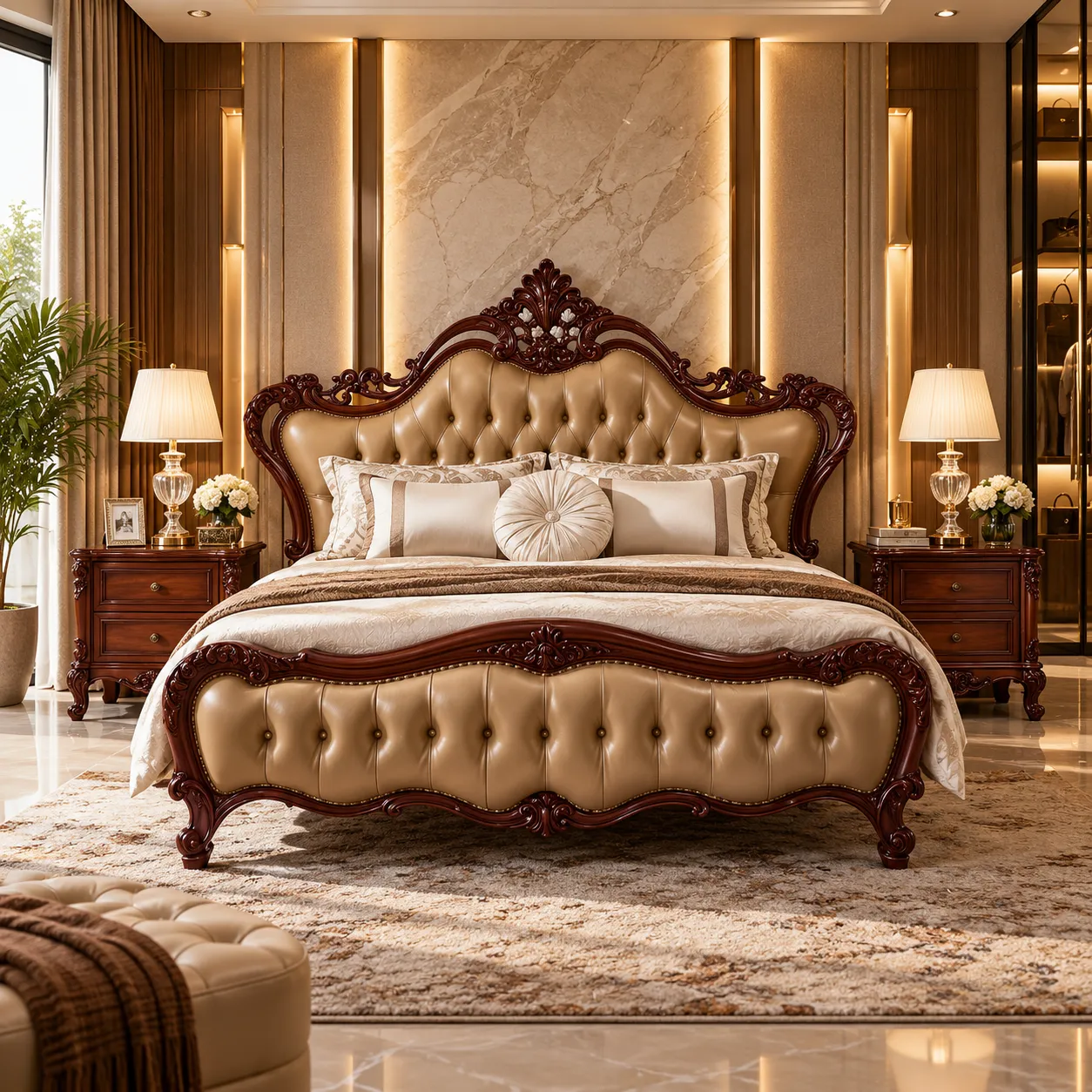 Regal Cherrywood Tufted Bed