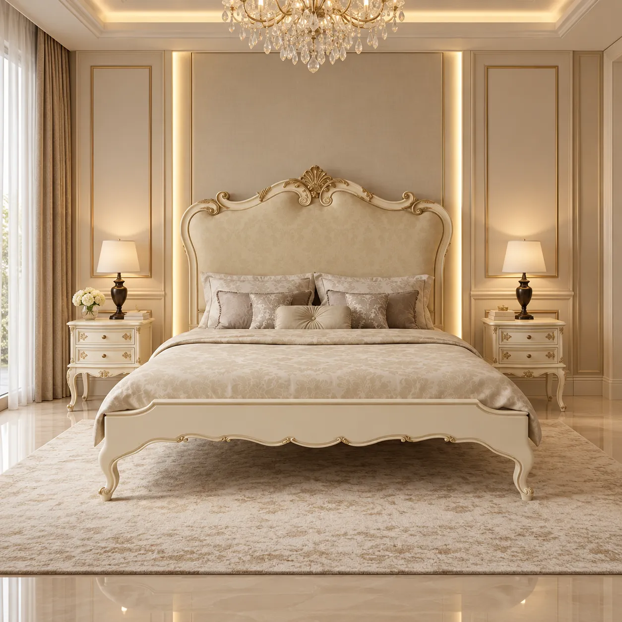 Classic Baroque Gold Leaf Bedroom Set