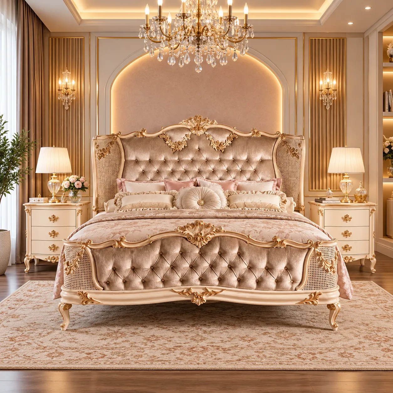 The Silk Velvet Carved Bedroom set