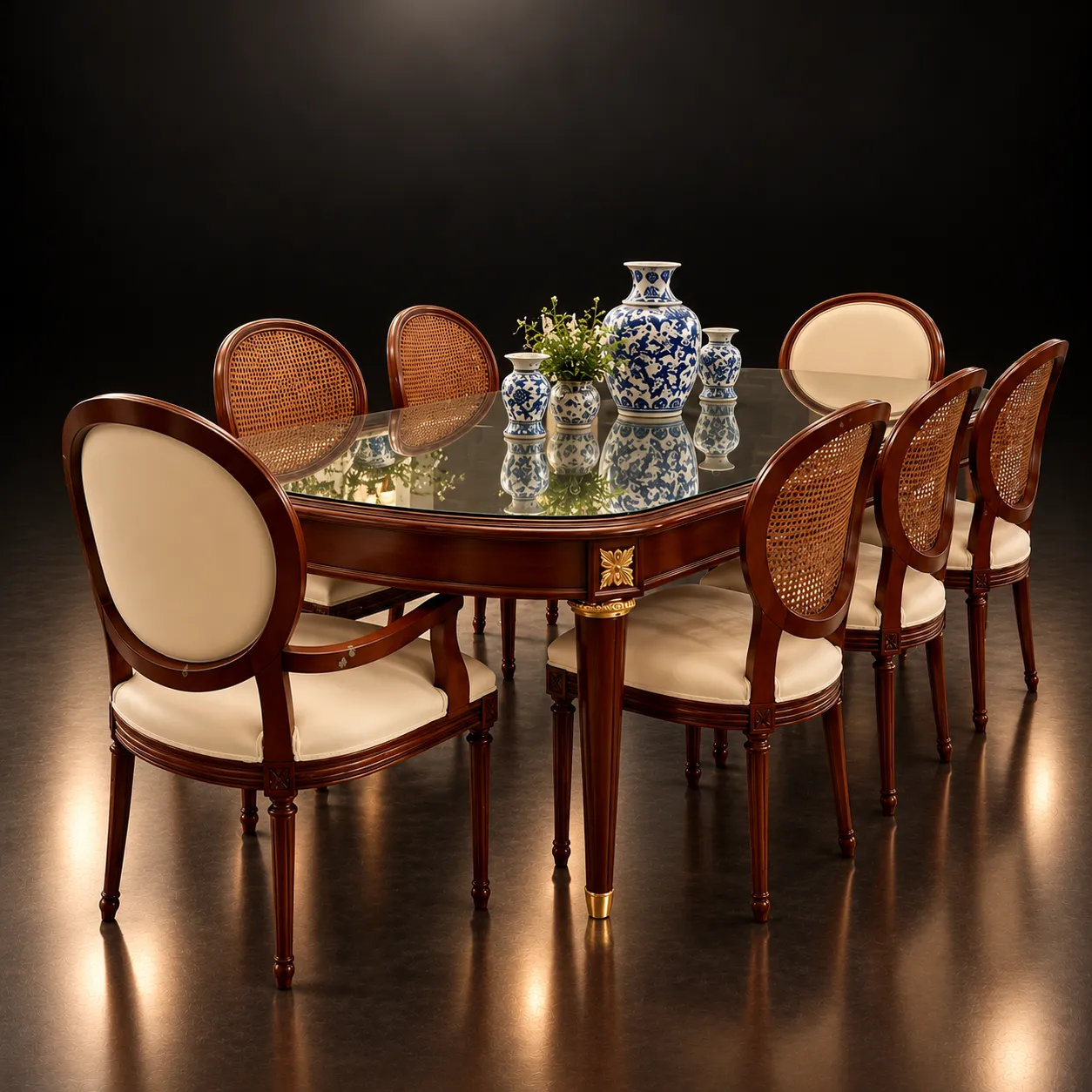 French Provincial Mahogany Dining Set French Provincial Mahogany Dining Set