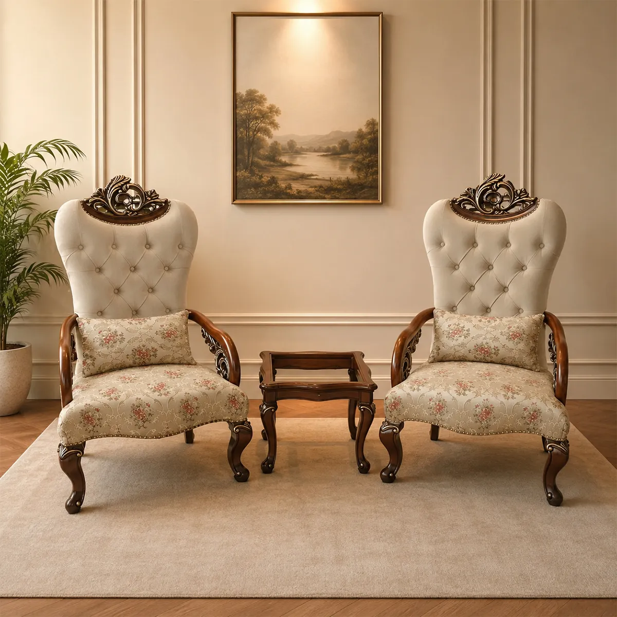 Gilded (1) Magenta Baroque Gilded Throne Chair Set