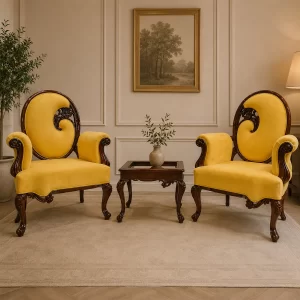 Gilded Amber Scrollwork Chair Set