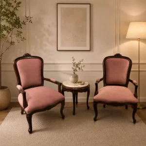 Gilded Emerald Medallion Chair Set