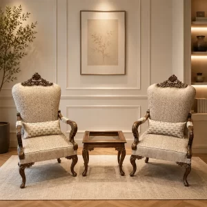 Gilded Saffron Swirl Throne Chair Set