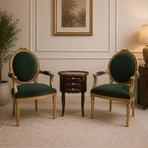 Gilded Sapphire Medallion Chair Set