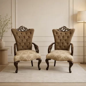 Gilded Bronze Filigree Throne Chair Set