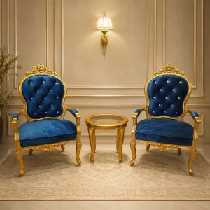 Magenta Baroque Gilded Throne Chair Set
