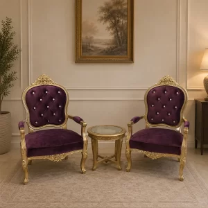 Gilded Cream Corinthian Throne Chair Set