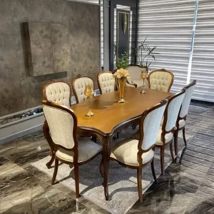 Provincial Tufted Walnut Dining Set