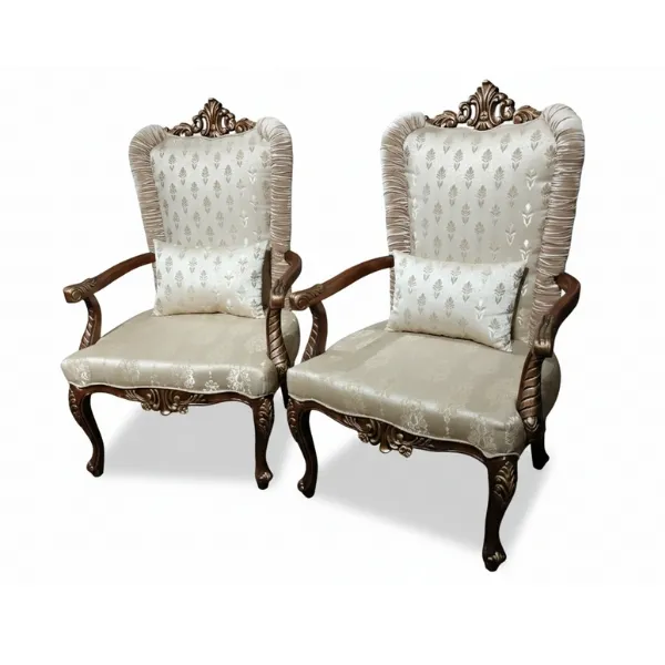 Imperial Gilded Velvet Wingback Chair Set