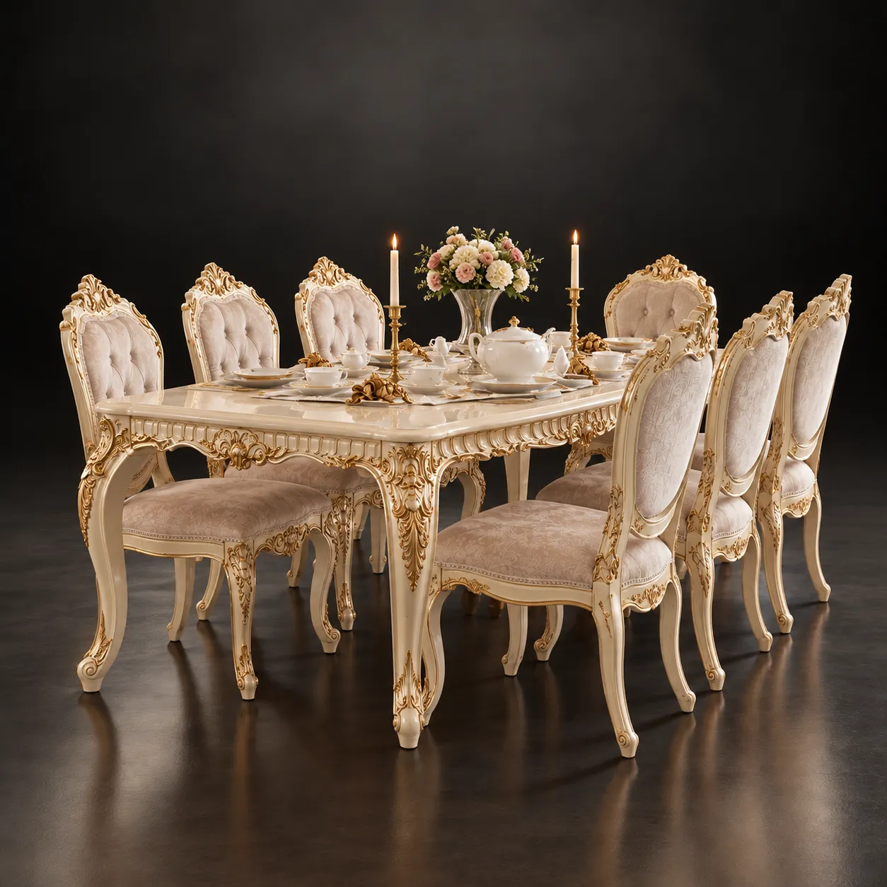 Versailles Gilded Ivory Dining Set Versailles Gilded Ivory Dining Set