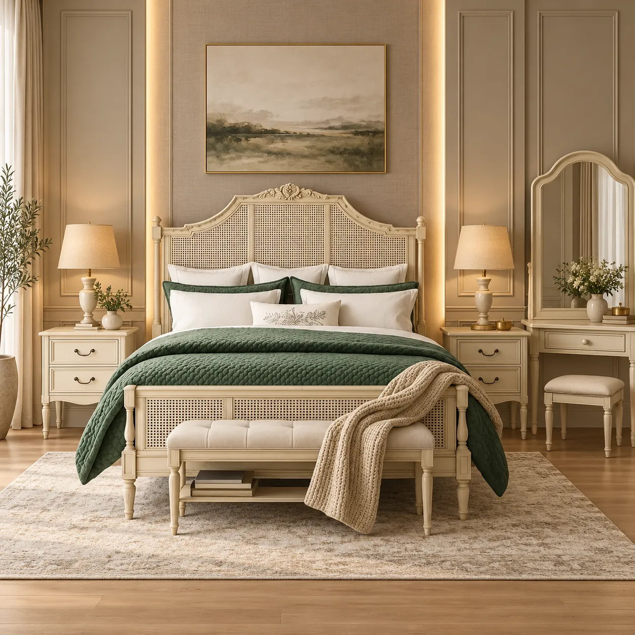 Beauvier French Cane Bedroom Set